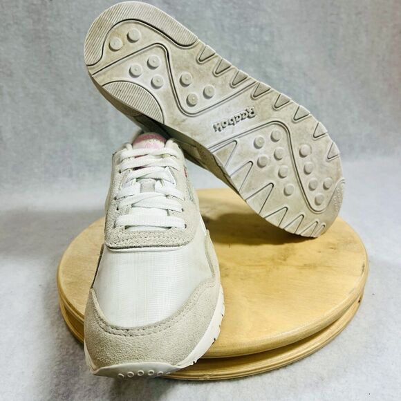 Reebok Classic Nylon Slim Casual Shoes Women’s 8 White Light Grey Retro Trainer - Picture 6 of 7